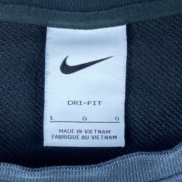 Nike Dri-FIT Oversized Crewneck Sweatshirt Dark Gray Pink Logo Athleisure Size L - Picture 2 of 8